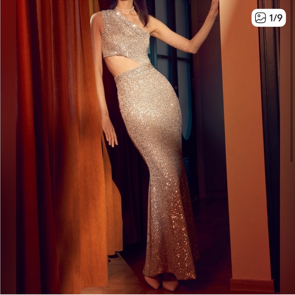 BRAND NEW Emma Wallace Elegant Sequin Cutout Gown in Size 4